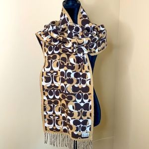Coach Reversible Wool & Cashmere sweater approx 77” (w/fringe) X 12”